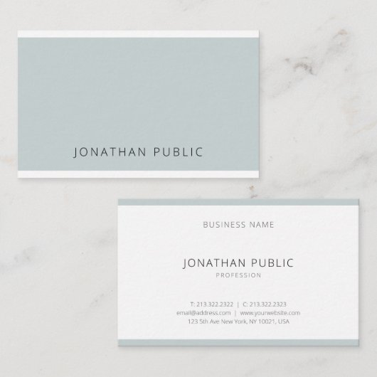 ブルーモダングエレガントリーシンプルテンプレートトレンディー 名刺 (正面/裏面)