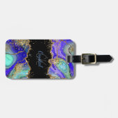 ブルーモダングリッターアゲート ラゲッジタグ (正面横)