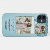 ブルーモダングリッターカスタムラブカップル写真 Case-Mate iPhoneケース (裏面(横))