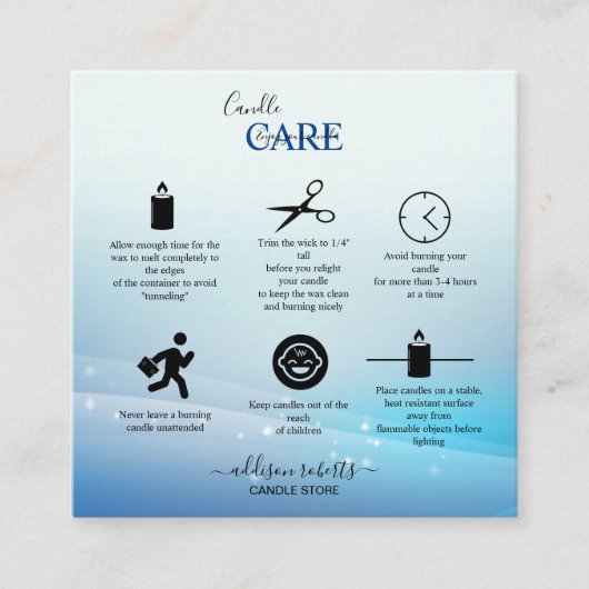 ブルーモダングリッターキャンドル気に スクエア名刺 (正面)