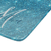 ブルーモダングリッタースパークル名パーソナライズされた称 カッティングボード (角)