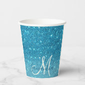 ブルーモダングリッタースパークル名パーソナライズされた称 紙コップ (正面)