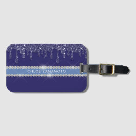 ブルーモダングリッタードリップダきらめくモンド ラゲッジタグ