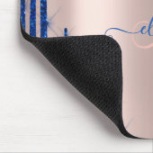 ブルーモダングリッタードリプスバラ金ゴールドモノグラム マウスパッド (コーナー)