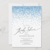 ブルーモダングリッターボーイズ赤ちゃんシャワー 招待状 (正面)