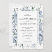 ブルーモダングリーンリーフローラ結婚式招待状 招待状 (正面)