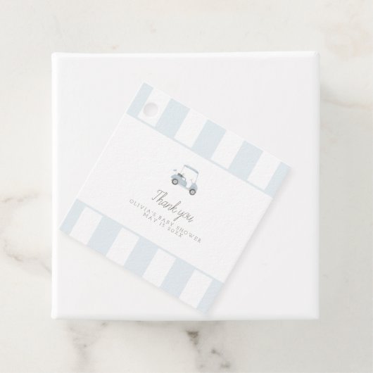 ブルーモダンゴルフカートメッセージカード フェイバータグ (インサイチュ)