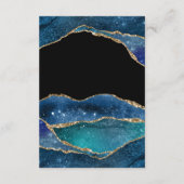 ブルーモダンゴールドフォイルアゲート結婚ト宿泊施設 エンクロージャーカード (裏面)