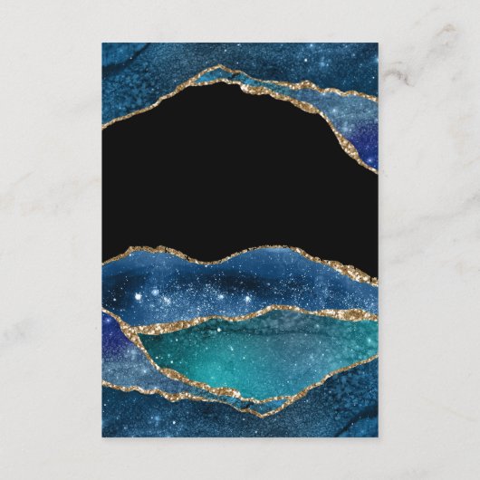 ブルーモダンゴールドフォイルアゲート結婚ト宿泊施設 エンクロージャーカード (裏面)