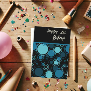 ブルーモダンサークルカスタム誕生日カード カード