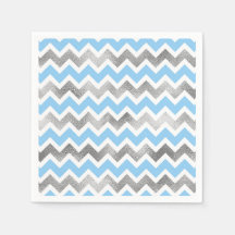 ブルーモダンシルバーの赤ちゃんシャワーナプキン