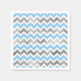 ブルーモダンシルバーの赤ちゃんシャワーナプキン スタンダードカクテルナプキン