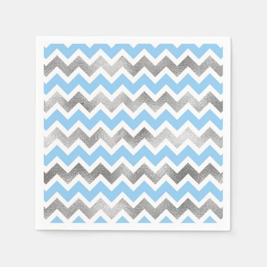 ブルーモダンシルバーの赤ちゃんシャワーナプキン スタンダードカクテルナプキン (正面)