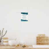 ブルーモダンシルバーグリッターヘアサロンオープンサイン ポスター (キッチン)