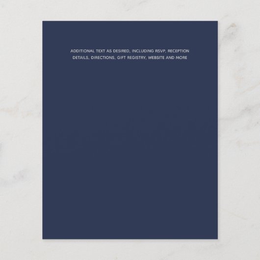 ブルーモダンシルバーバジェット結婚式の招待 (裏面)