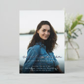 ブルーモダンシルバーフォト16誕生日 箔招待状 (立ち正面)