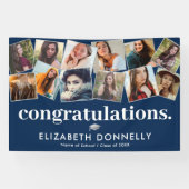 ブルーモダンシルバー卒業写真コラージュのバナー 横断幕 (横)