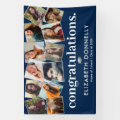 ブルーモダンシルバー卒業写真コラージュのバナー 横断幕 (縦)