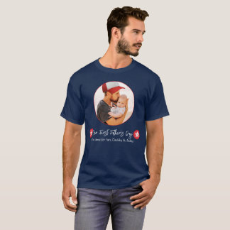 ブルーモダンシンプルかわいいパパ最初の父親の日 Tシャツ