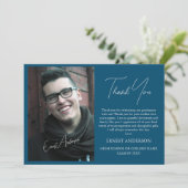 ブルーモダンシンプルフォト卒業サンキューカード 招待状 (スタンド正面)