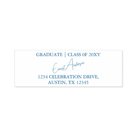 ブルーモダンシンプル卒業差出人住所 セルフインキングスタンプ (デザイン)