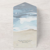 ブルーモダンシースケープビーチQRコード オールインワン招待状 (外側)