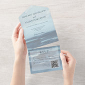 ブルーモダンシースケープビーチQRコード オールインワン招待状 (貼ってはがせる)