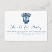 ブルーモダンジャンベビーデニムブックス赤ちゃんシャワー エンクロージャーカード (正面)