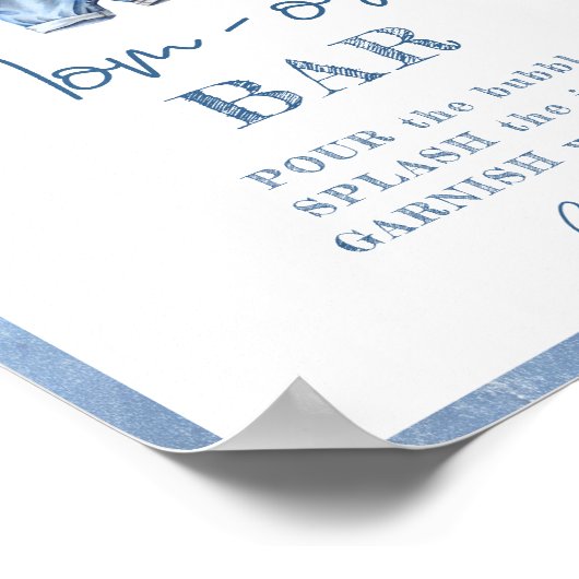 ブルーモダンジーンベイビーシャワーモモモザバー ポスター (角)