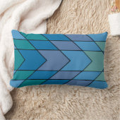 ブルーモダンスと紫のシェブロン模様 ランバークッション (ブランケット)