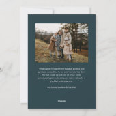 ブルーモダンスクリプトハッピー新年アーチ2写真 シーズンカード (裏面)