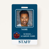 ブルーモダンスクールロゴスタッフ従業員バッジ バッジ (正面)