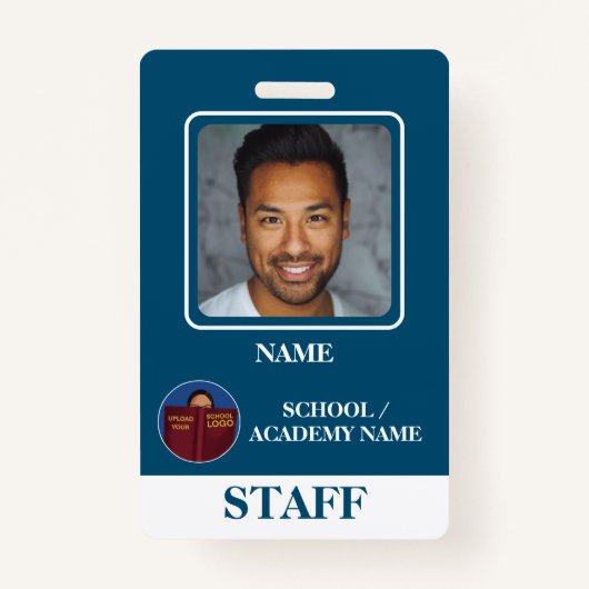 ブルーモダンスクールロゴスタッフ従業員バッジ バッジ (正面)