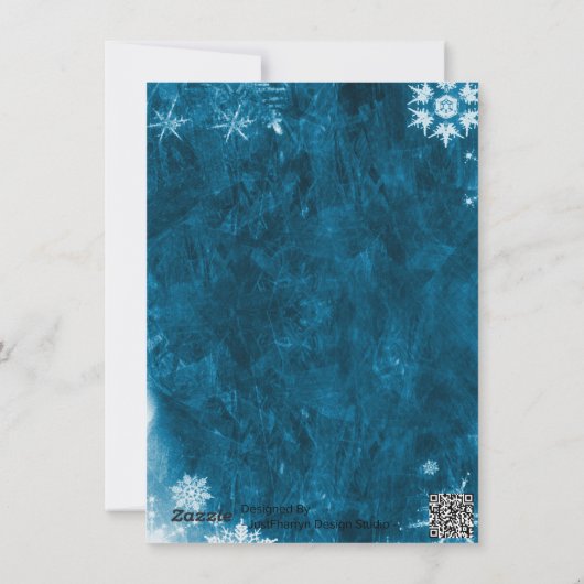 ブルーモダンスグランジスノーフレーク写真ハッピー シーズンカード (裏面)