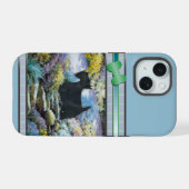 ブルーモダンスコティッシュテリア犬アート iPhone 15ケース (裏面横)