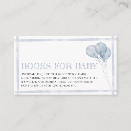 ブルーモダンストライプベビーバルーンOhボーイブック エンクロージャーカード (正面)