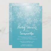 ブルーモダンスノーフレークボーイズベビーシャワー招待状 招待状 (正面/裏面)