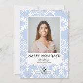 ブルーモダンスノーフレーク公証人ハッピーホリデー写真 シーズンカード (正面)