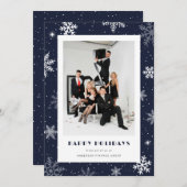 ブルーモダンスノーフレーク写真企業の事業 シーズンカード (正面/裏面)