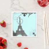 ブルーモダンスワーズヴィンテージパリエッフェルタワー スタンダードカクテルナプキン (インサイチュ)