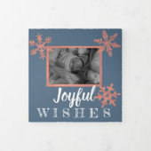 ブルーモダンス素朴・スノーフレークフェスティバル3写真 三つ折りクリスマスカード (カバー)