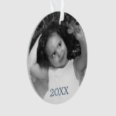 ブルーモダンス素朴・スノーフレーク年写真 オーナメント (正面)