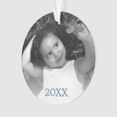 ブルーモダンス素朴・スノーフレーク年写真 オーナメント (正面)