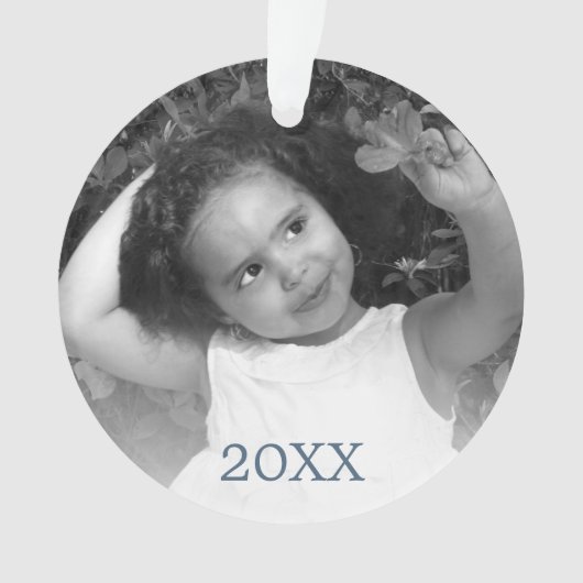 ブルーモダンス素朴・スノーフレーク年写真 オーナメント (正面)