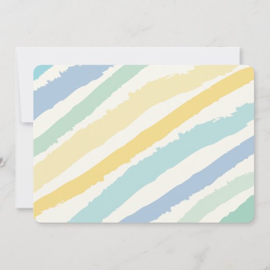 ブルーモダンタイポグラフィボーイカラフルベビーシャワー 招待状 (裏面)