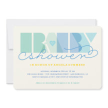 ブルーモダンタイポグラフィボーイカラフルベビーシャワー