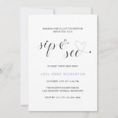 ブルーモダンタイポグラフィボーイsipと参照 招待状 (正面)