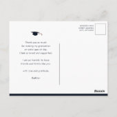 ブルーモダンタイポグラフィ写真卒業 ポストカード (裏面)