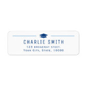 ブルーモダンタイポグラフィ差出人住所 ラベル (正面)