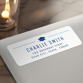 ブルーモダンタイポグラフィ差出人住所 ラベル